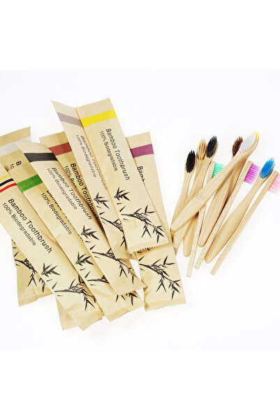 Choice7 ٥٠ فرشاة أسنان للأطفال من بامبو بألوان متنوعة، شعيرات ناعمة، صديقة لل...