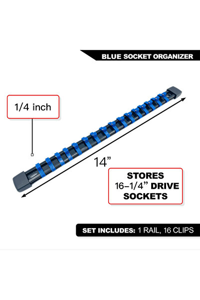 Choice1 1-4(6.3mm)-Blue 1/4" 3/8" 1/2" Wrench Holders Traight Plastic Univers...