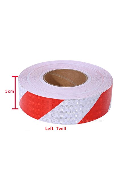 Choice5 شريط عاكس من قماش التويل بطول 5 أمتار، مقاوم للماء، أحمر وأبيض، مقاوم...