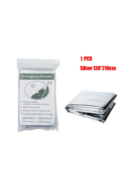 Choice Silver 130 Emergency Thermal Poncho Blanket Lightweight Water-Resistan...