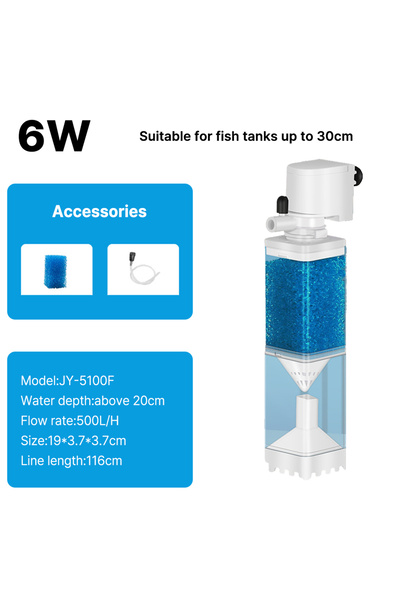Choice6 مضخة فلتر حوض السمك 6 واط 6 في 1، غاطسة، صامتة، مزودة بمروحة هواء وأك...
