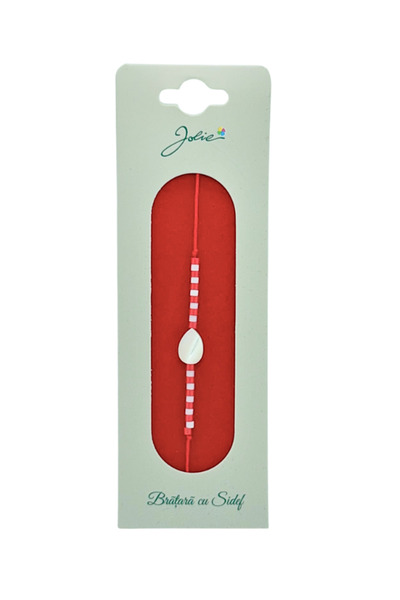OEM Bracelet with red string and mother-of-pearl element, adjustable