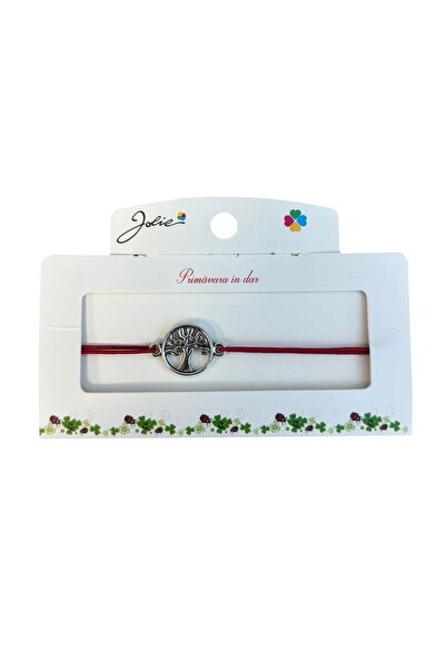 JOLIE Set of 5 Bracelet with Metallic Pendant, Jolie, Red Textile Cord, Elega...