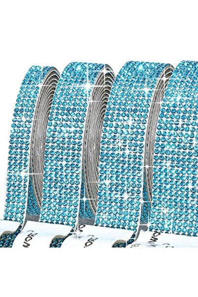 Choice13 1Pcs 1Yard 4-row-lake blue 1Yard Self Adhesive Crystal Rhinestone St...