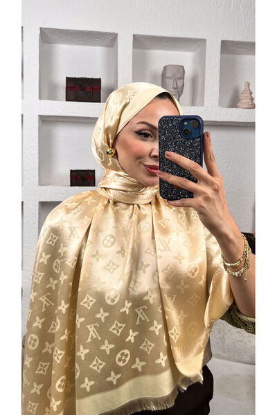 MODA Double Sided Cashmere Silk Shawl L V Pattern