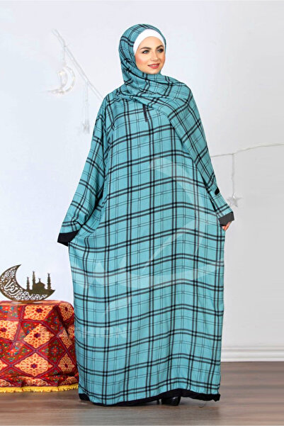 AsrymShop Lightweight, wide, green Cotton -viscose prayer robe