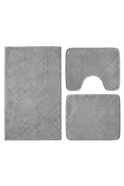 OEM Non-slip bath mat set, 3 pieces, gray, soft texture with braces