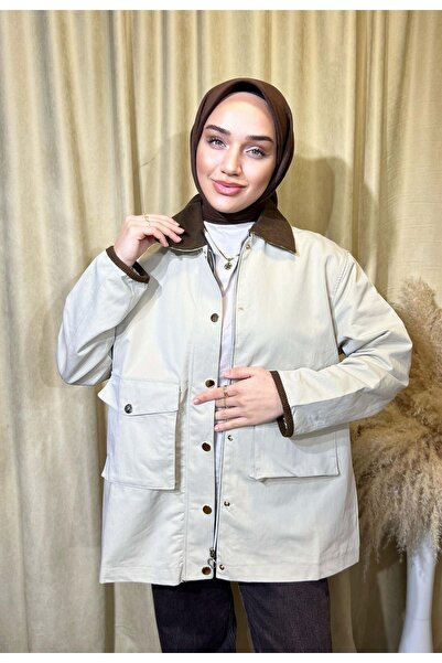 TK BUTİK Kadın Bej Astarlı Mevsimlik Ceket