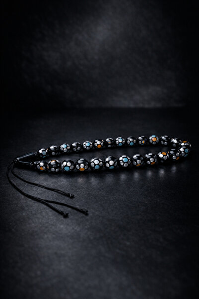 OSMANLI GÜMÜŞ Mătănii rotunde lucrate manual, albastru portocaliu, de dimensi...