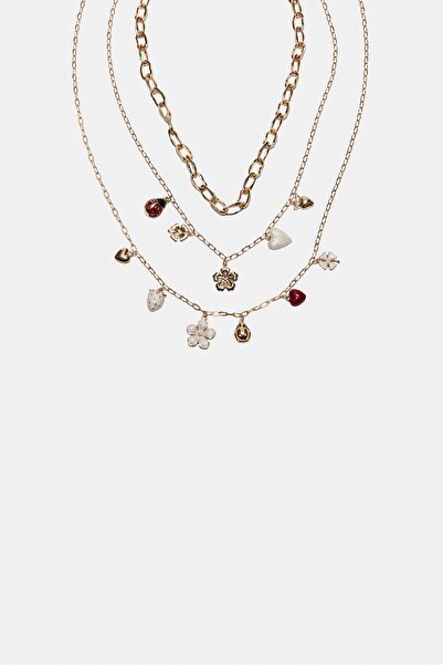 Stradivarius مجموعة من 3 قلادات متعددة التعليقات