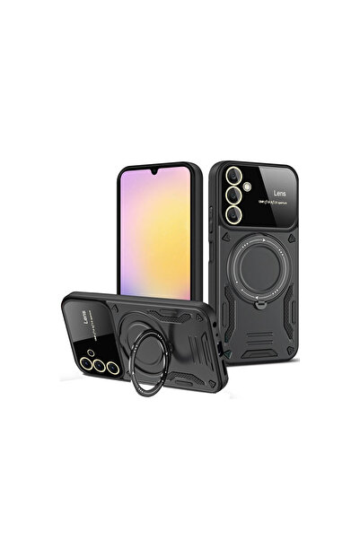 xirshop غطاء حماية لهاتف سامسونج جالاكسي S25 بلس مع حامل عدسة جوي - أسود