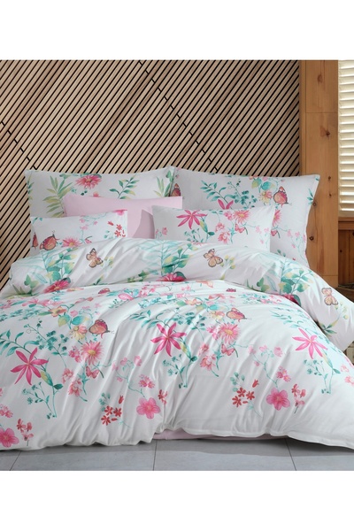 NazeninHome طقم غطاء لحاف من القطن بنسبة 100% من رانفورس مع ملاءة مطاطية مزدو...