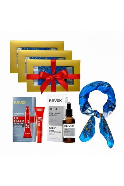 Revox 3 x Elysa Set – Hyaluronic Acid Serum 5% 30ml, Lip Filler 12ml, Blue Scarf