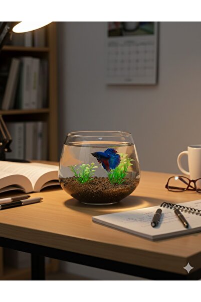 Heryerden Lüks Akvaryum Fanus Özel Kesim Kalın Cam Fanus Vazo Beta Balığı İçi...