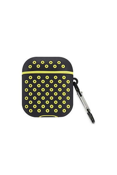 xirshop حافظة Airpods 2 (الجيل الثاني) الرياضية المثقبة - أسود-أصفر
