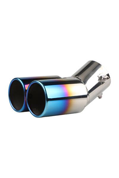 Choice13 D Car Universal One To Two Grilled Blue Tail Throat Double Pipe Tail...