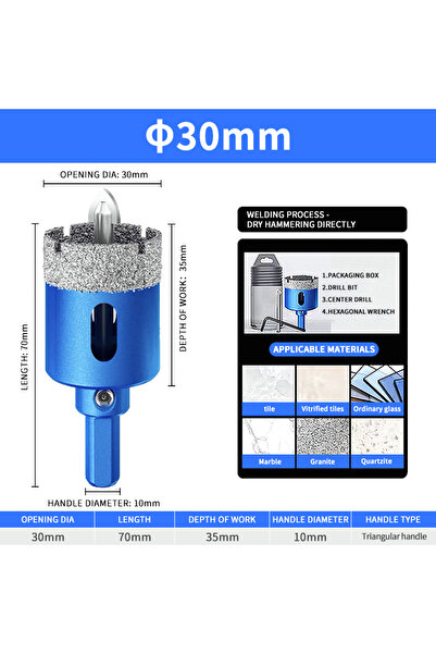 Choice7 30mm Diamond Coated Drill Bits Set 18-150MM Ceramic Tile Hole Saw wit...