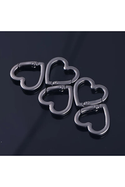 Choice4 Gunmetal 5Pcs Metal Heart Shape Ring Openable Keyring Leather Craft B...