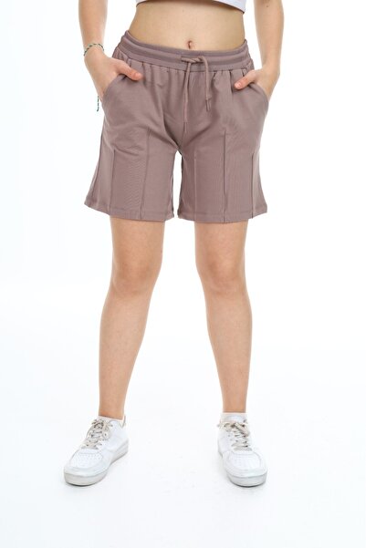 Toontoy Girl's Ribbed Basic Shorts with Elastic Waist and Pockets