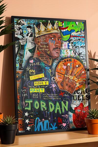 Saturn Michael Jordan Çerçeveli Tablo Genç Erkekler Odası Dekoru Street Art