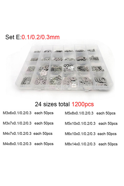 choice2 Set E 0.1 0.2 0.3mm 500/750/1200Pcs M2 M3 M4 M5 M6 M7 M8 304 A2 Stain...