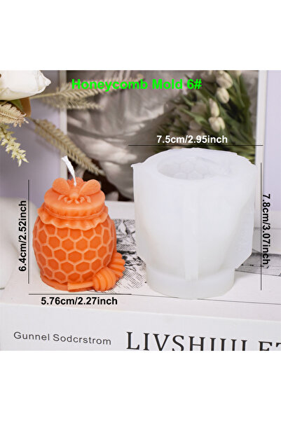 Choice5 قالب قرص العسل ثلاثي الأبعاد على شكل خلية نحل، قالب سيليكون لصنع الشم...
