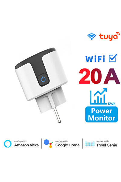 Choice1 Gray 20A 20A AC100-240V Wifi Smart Plug Smart Socket EU Power Monitor...