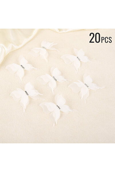 Choice11 20pcs A 10/20pcs Gauze Butterfly Appliqued 3D Simulation Mesh Bow Dr...