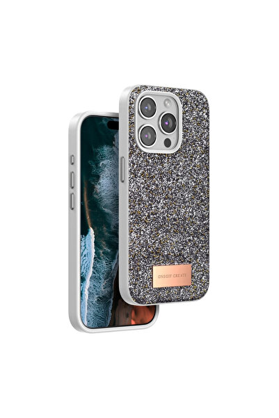 VINTESSY Onegif iPhone 14 Pro Bright Glitter Cover - Silver