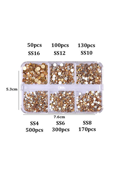 Choice1 Golden Shadow 6Girds Box SS4-SS16 Colorful Non Hotfix Rhinestones Fla...