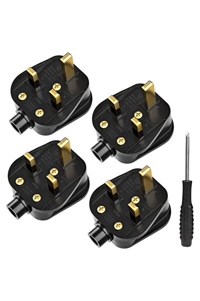 choice2 UK 4pcs black 4/8pcs UK Plug Adapter Male Replacement Rewireable 3Pin...
