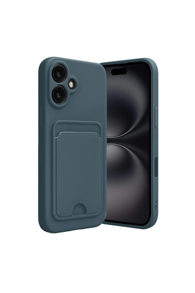 xirshop حافظة آيفون 16 من السيليكون مع حامل بطاقات كيلفن - أخضر داكن