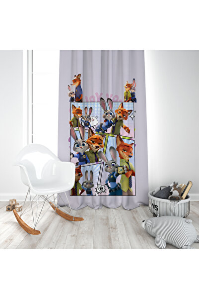 EVSEHOMES ZOOTROPOLİS TAVŞAN VE TİLKİ KİŞİYE ÖZEL TEK KANAT FON PERDE