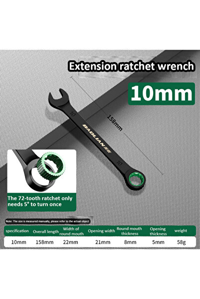 Choice7 10mm Dual Directional Fast Plum Blossom Ratchet Wrench, 6-19mm Openin...