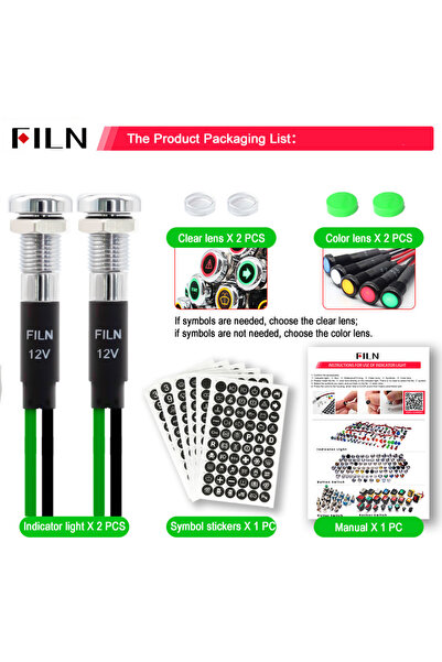 Choice4 M-8FW-5-G FILN 8mm رمز LED ضوء مؤشر 12 فولت 24 فولت معدن أسود ضوء مؤش...