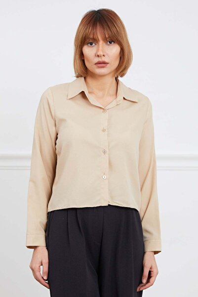 zenne Crop Shirt Beige