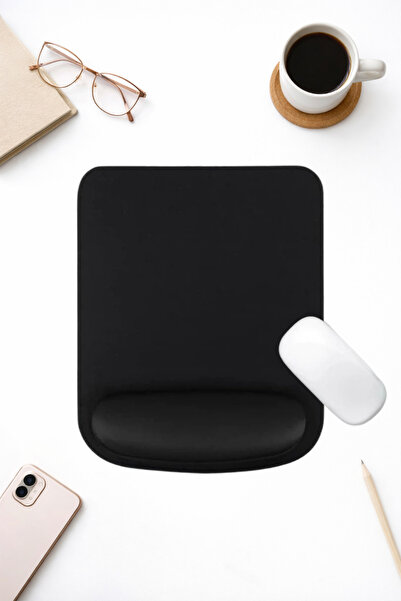 BLS Ergonomic Rectangular Black Comfortable Mouse Pad with Wrist Support, Sui...