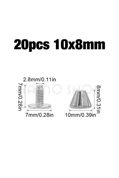 Choice17 10x8 مم - 20 قطعة، 5-50 قطعة/مجموعة، مسامير فضية مخروطية، مسامير مدب...