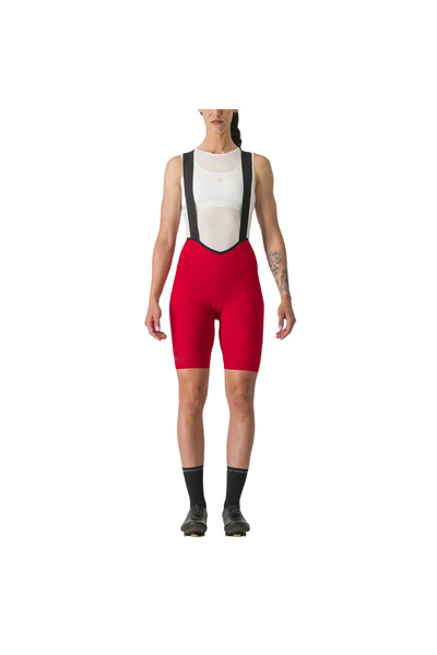 Castelli Pantaloni scurti ciclism cu bretele dama Espresso SS 2024-Rosu-L