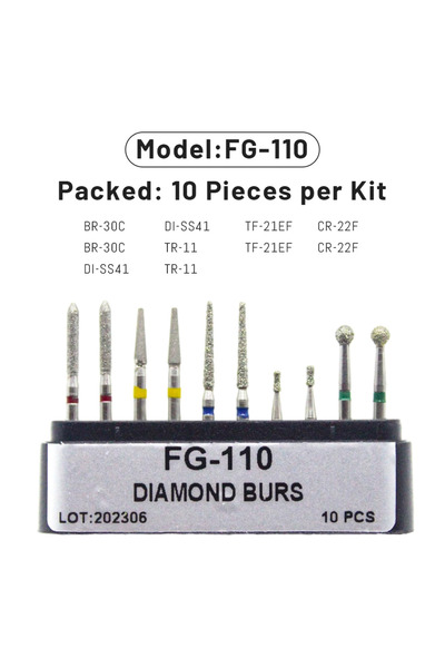 Choice33 علبة واحدة من رؤوس حفر الأسنان الماسية FG-110 AG، مناسبة لقطع اليد ع...