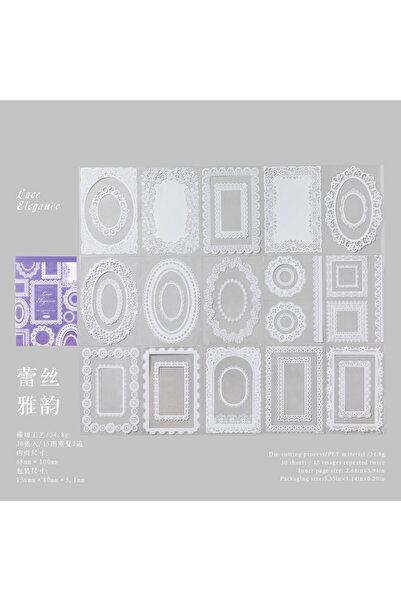 Choice4 4 ملصقات من مادة PET دانتيل ، 30 ورقة/ حقيبة، مناسبة لأعمال السكرابوك...