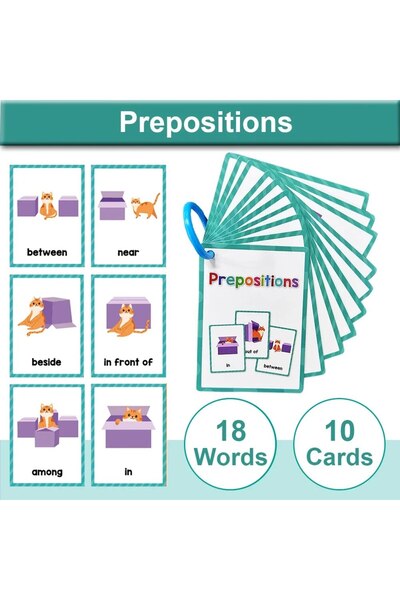 Choice9 مجموعة من 10 بطاقات لتعليم حروف الجر، مناسبة للأطفال في مرحلة الروضة ...