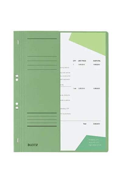 Leitz File with Clip 1/2, cardboard, A4, with staples, 170 sheets, green