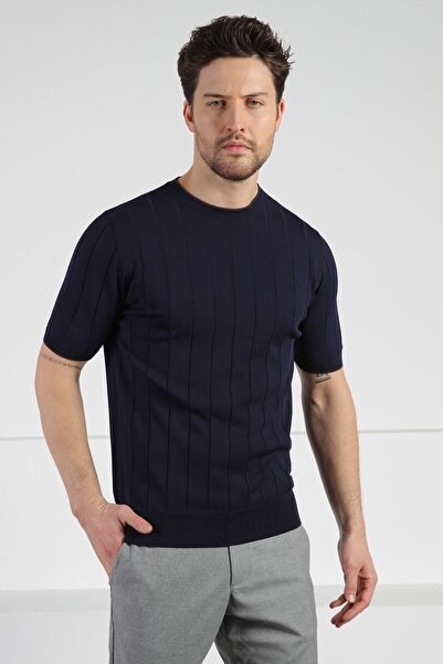 Ferraro Tricou pentru bărbați, albastru marin, cu mânecă scurtă, cu gât crew,...