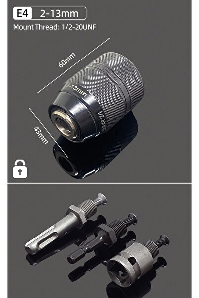 Choice20 (E4) 2-13MM Metal 1/2"-20UNF Drill Chuck 2-13MM/1.5-10MM Quick Chang...