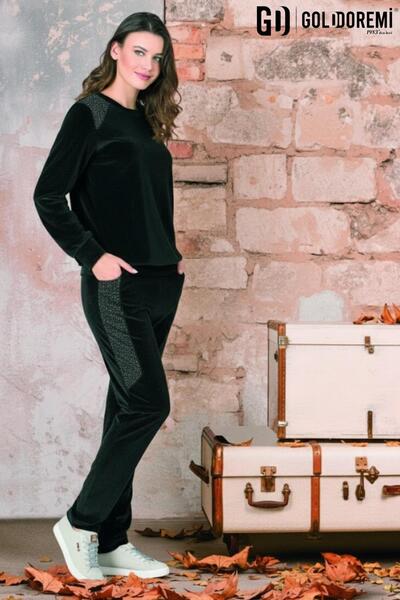 gd goldoremi 2202 Women's Velvet Long Sleeve Pocket Tracksuit Set
