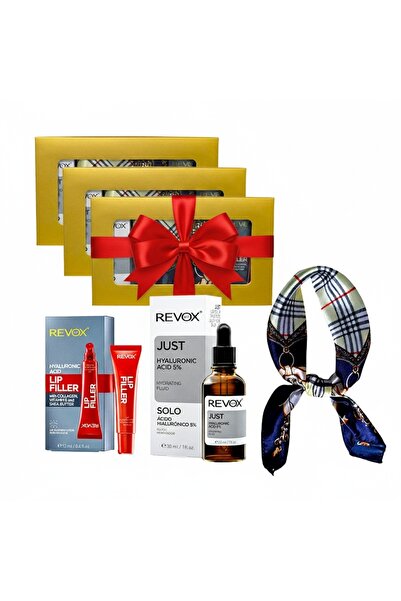 Revox 3 x Elysa Set – Hyaluronic Acid Serum 5% 30ml, Lip Filler 12ml, Scarf