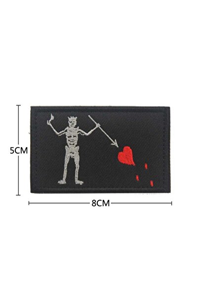 Choice15 V00654-1-Black Pirate Flag Emblem Black Beard Edward Teach Tactical ...