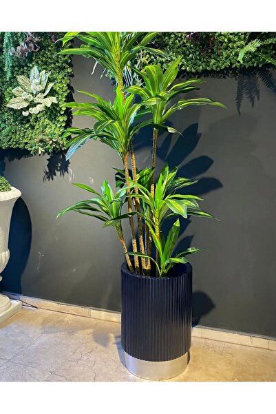 KastaSaksı 40x40 luxury Polyester Siyah Gümüş polyester dekoratif saksı