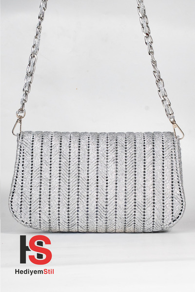 HediyemStil Handmade Silver Knitted Bag